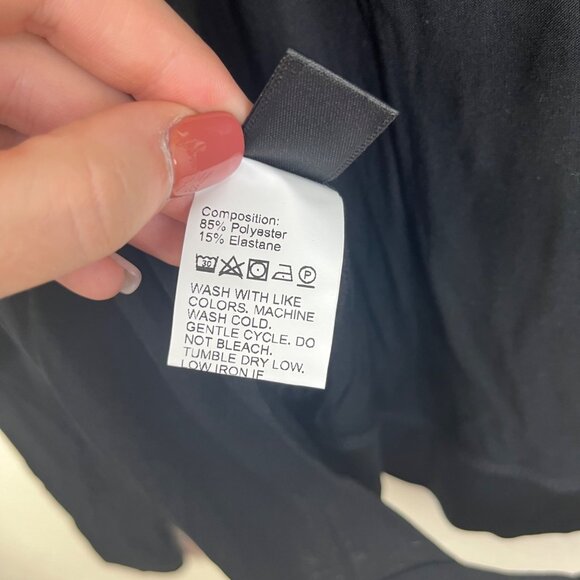 Shein Scoop Neck Open Back Long Sleeve Shirt Black Women’s Size M - Picture 9 of 10